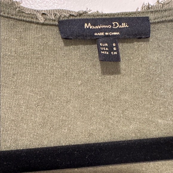 Massimo Dutti green khaki Tie Front Blouse - Picture 3 of 4
